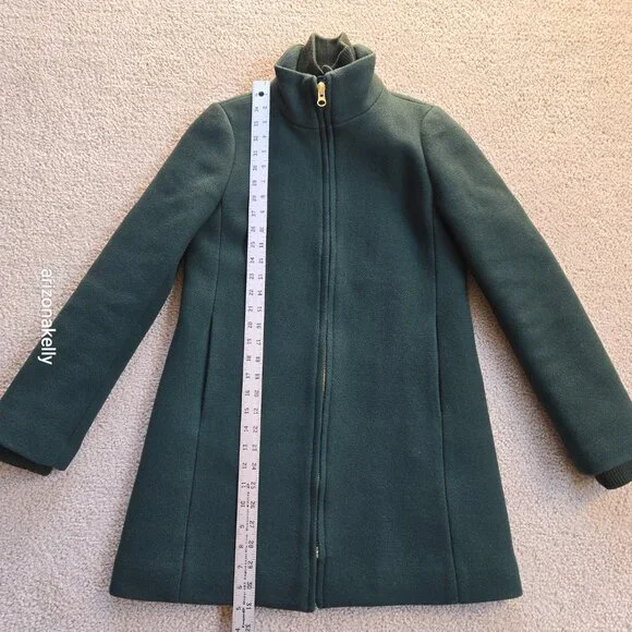 J. Crew Lodge Coat Italian Stadium Wool GREEN Size 0 Nello Gori Retail $350 - Picture 4 of 16